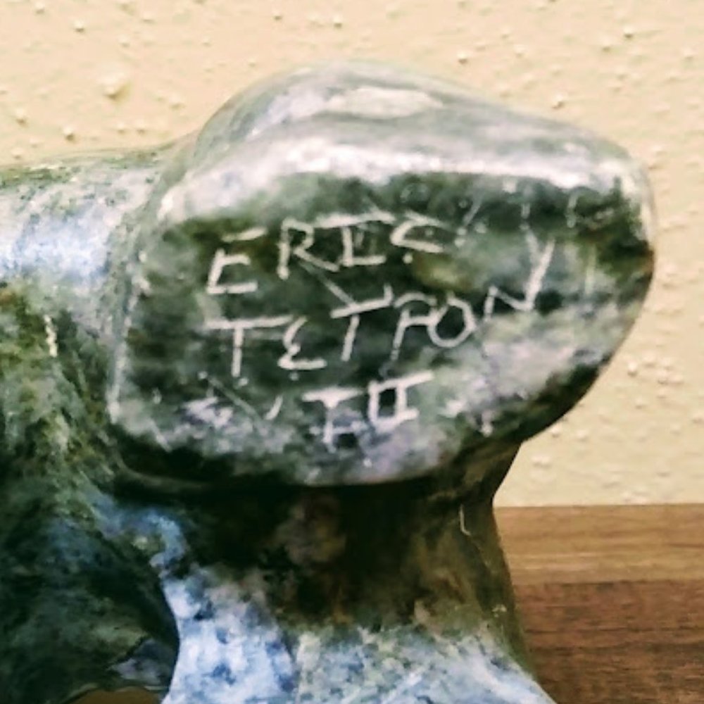 ERIC TETPON ALASKAN BEAR SOAPSTONE*HAND CARVED *NATIVE INUPIAQ ARTIST*RARE*VTG* - Picture 9 of 9